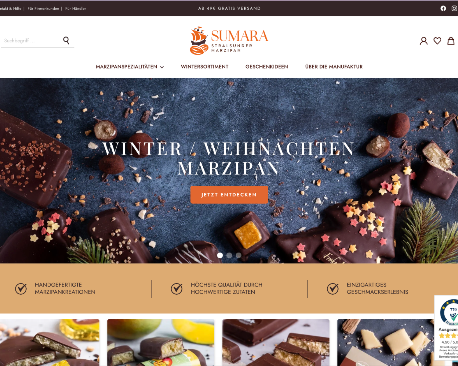 Schaue dir unsere Shopware Referenz "Stralsunder Marzipan" an.
