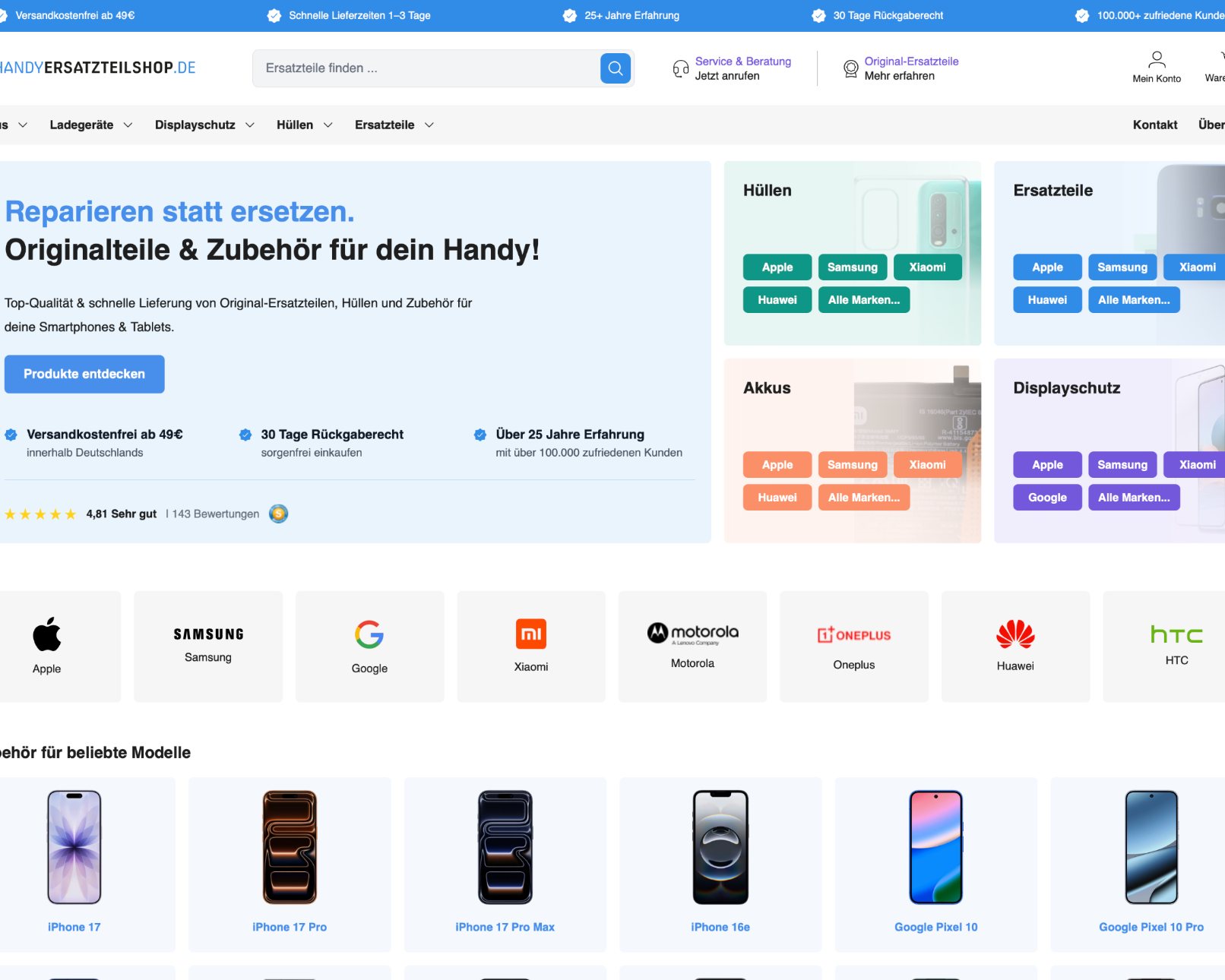 Check out our Shopware reference "Handyersatzteilshop".