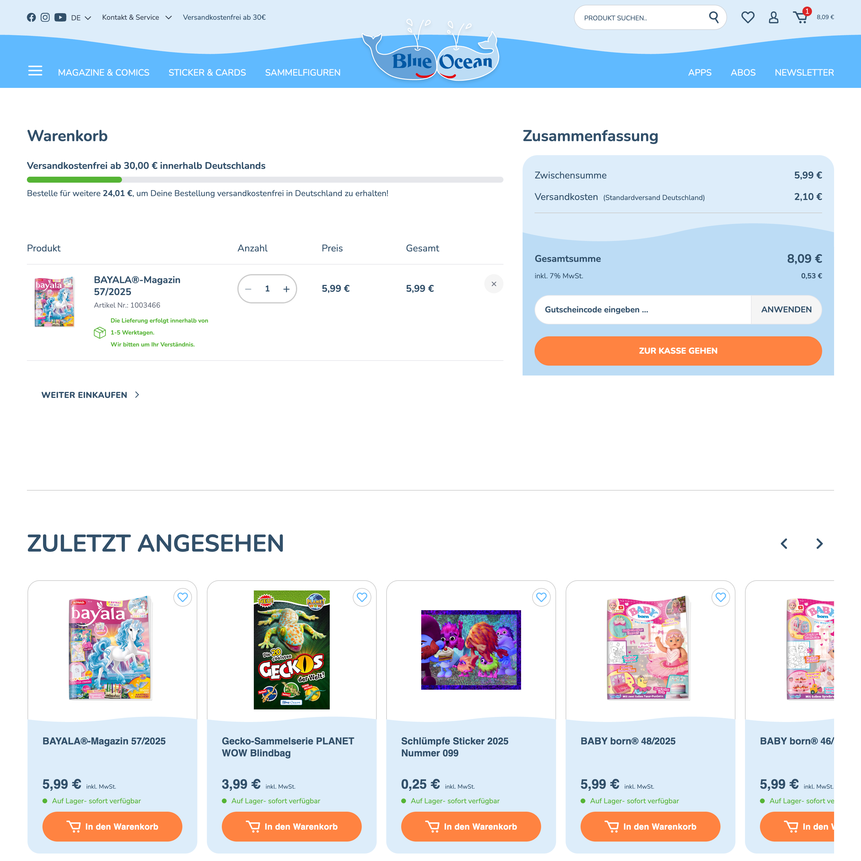 Nachher – Desktop Warenkorb