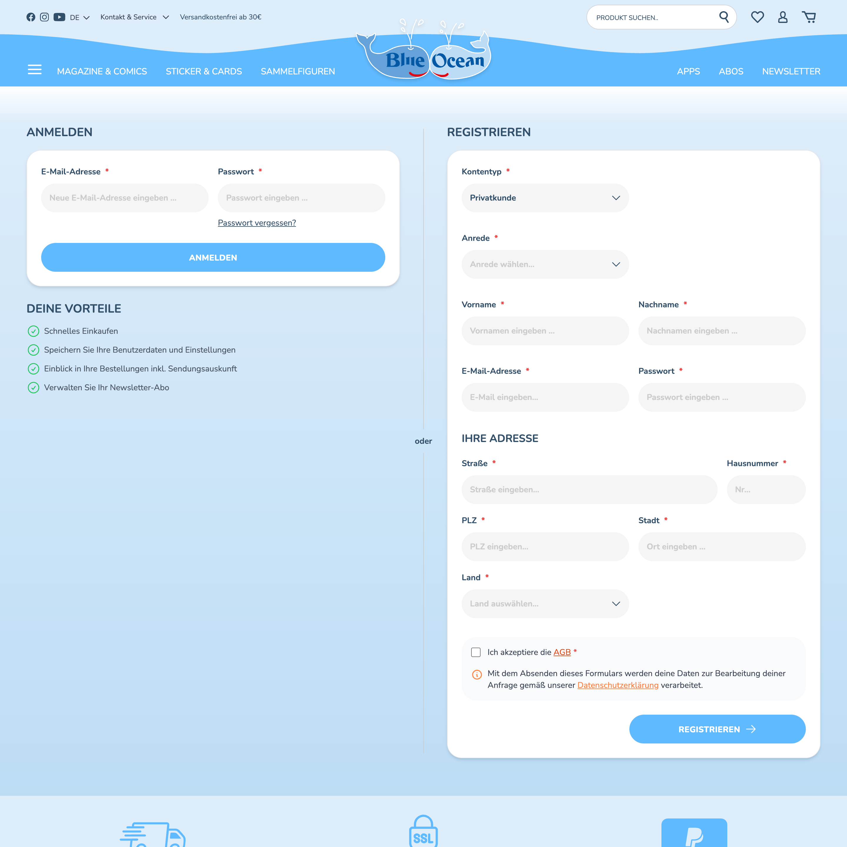 After – desktop account registration