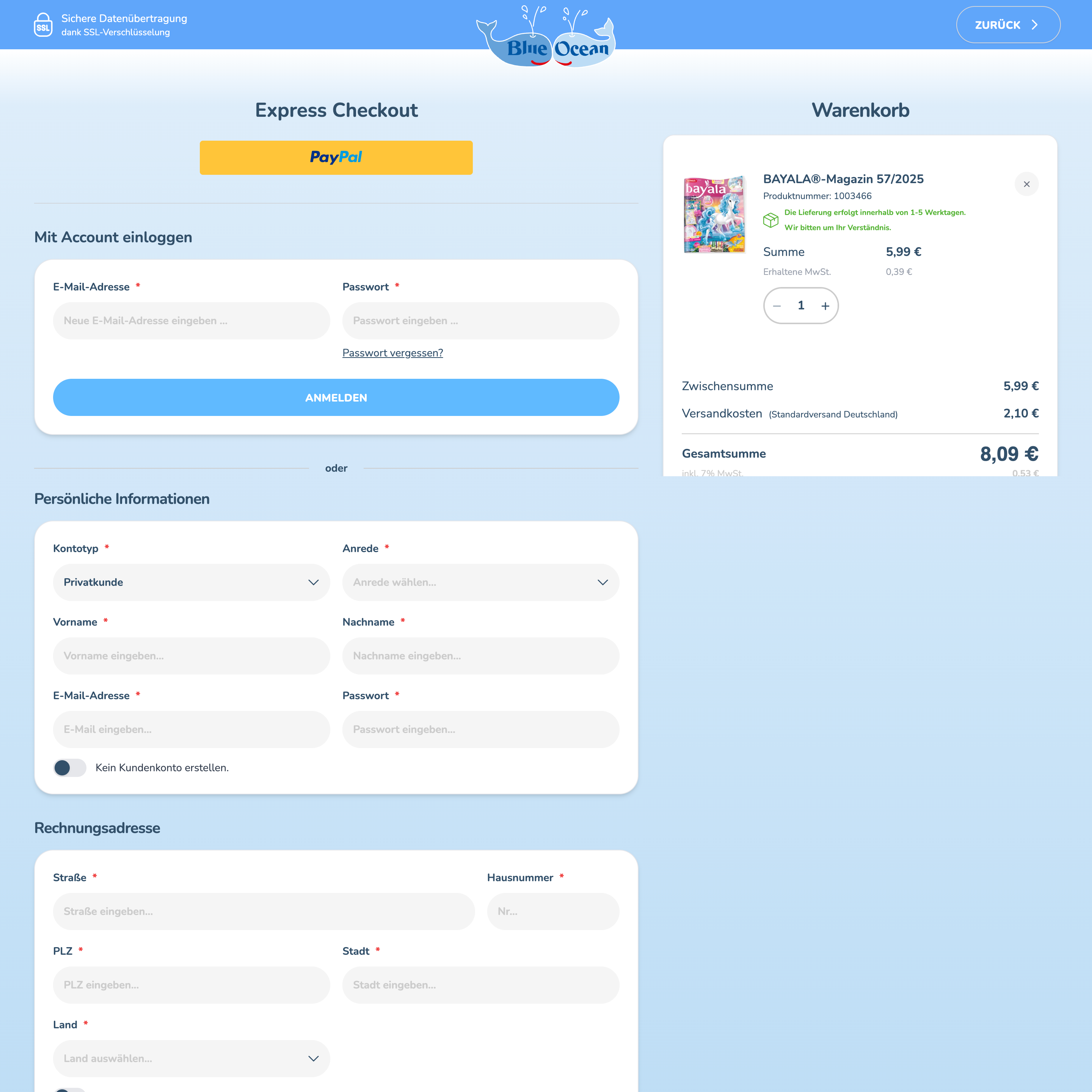 After – desktop checkout registration