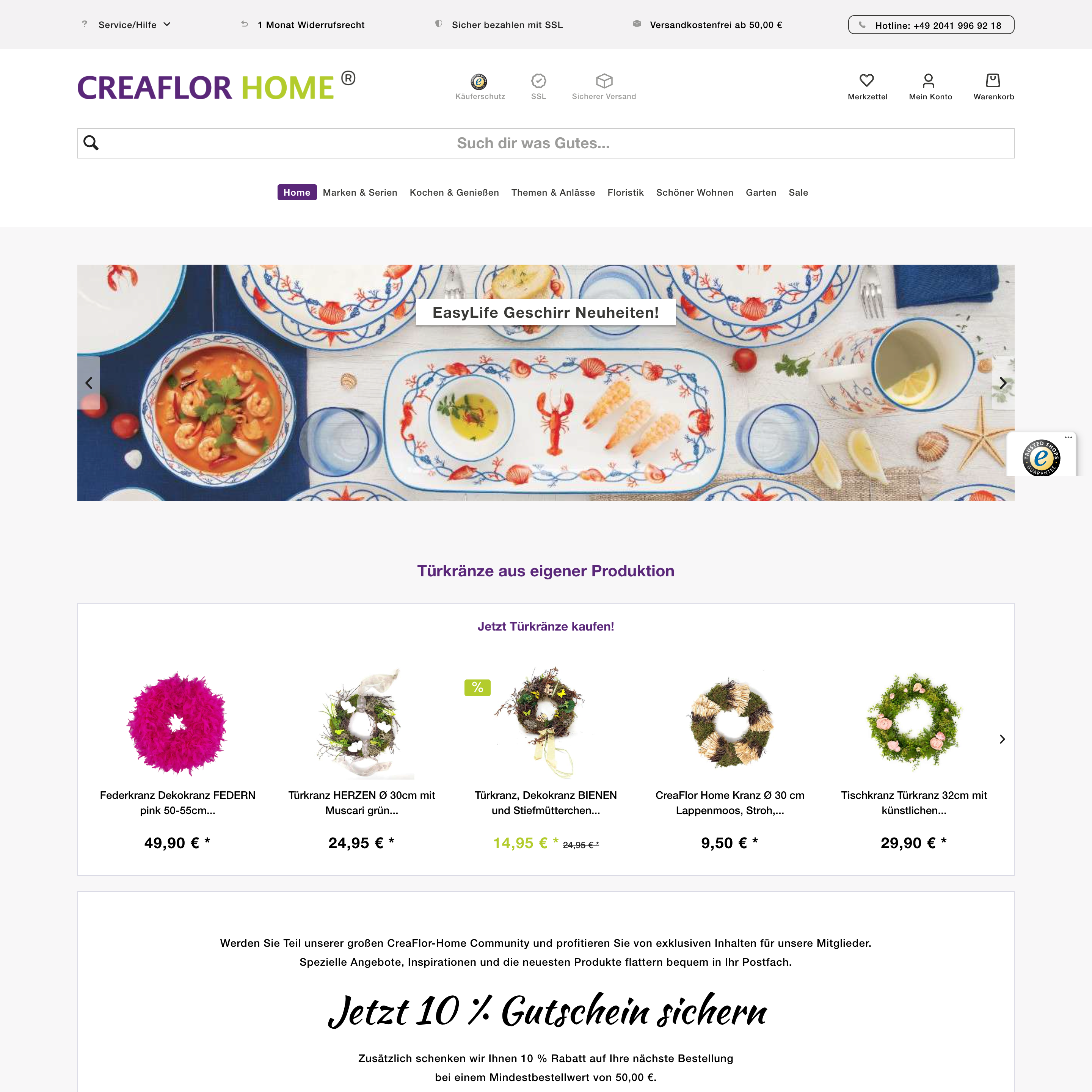 Old homepage created with Shopware 5