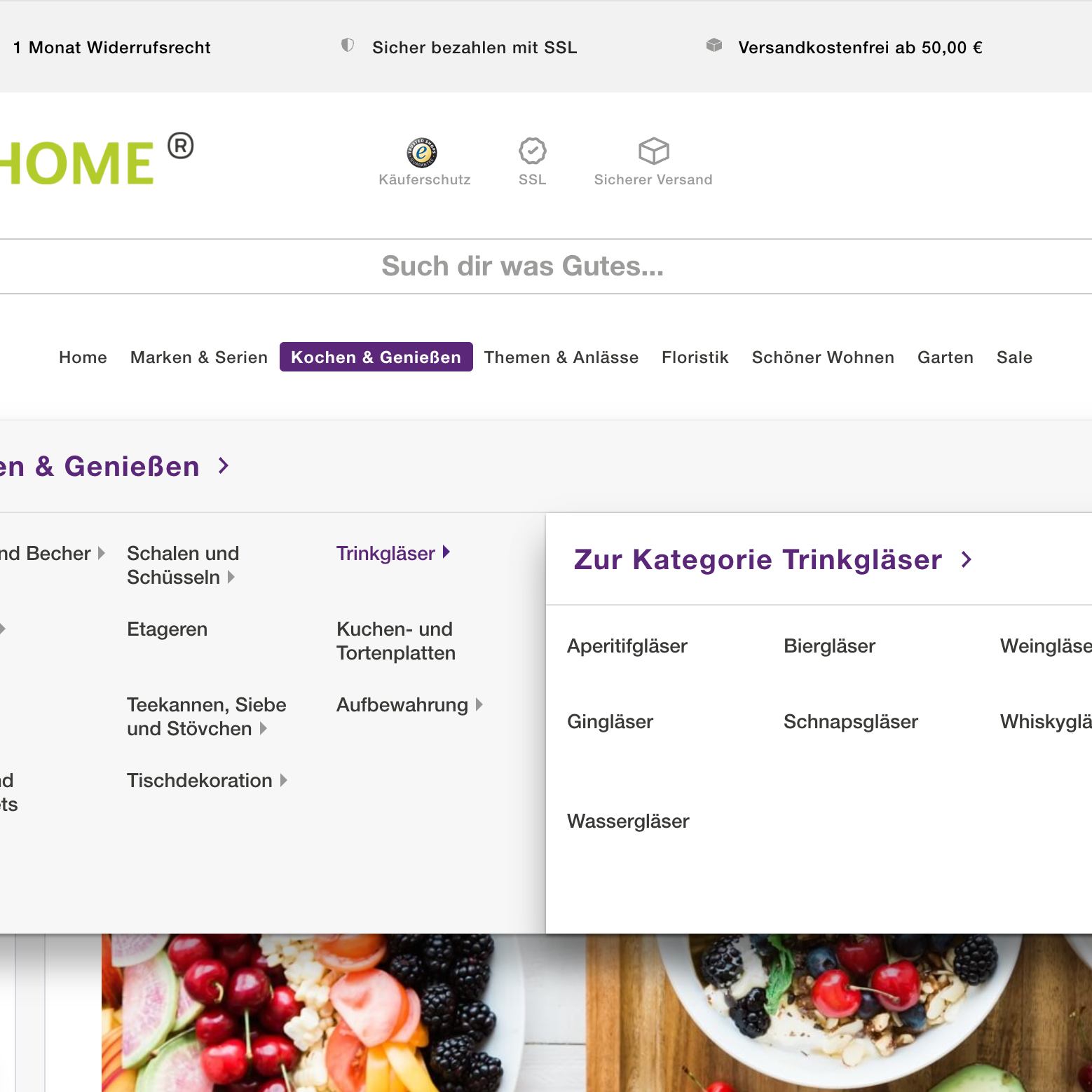 Old navigation created with Shopware 5