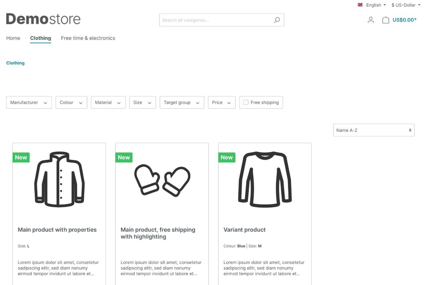 A preview of the Shopware 6 storefront