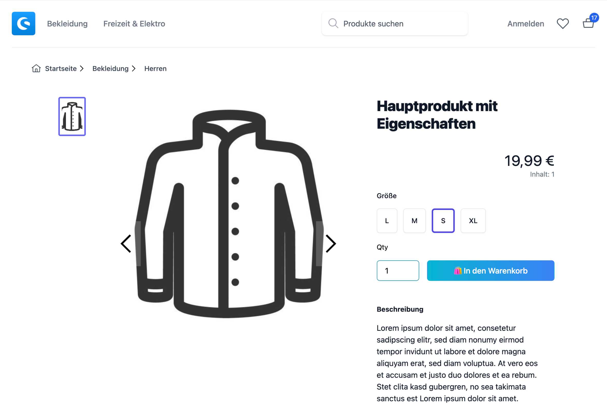 A preview of the Shopware Frontends storefront
