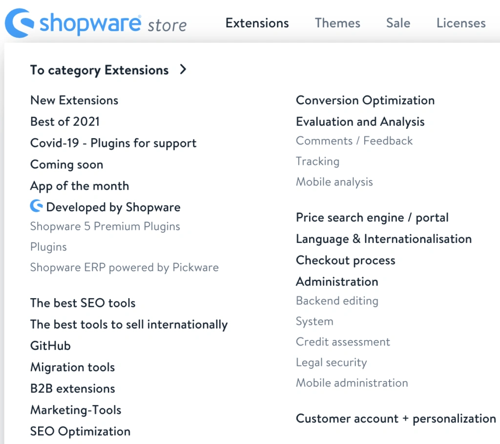 Shopware hat eine große Anzahl hilfreicher Erweiterungen