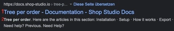 The Google search result: 1. Meta Titel 2. Meta Description